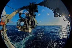 A view out of the tiny window of the Johnson-Sea-Link submersible.