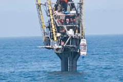 Scripps Institution of Oceanography's FLoating Instrument Platform, or FLIP, conducts sea trials off San Diego in May 2009.